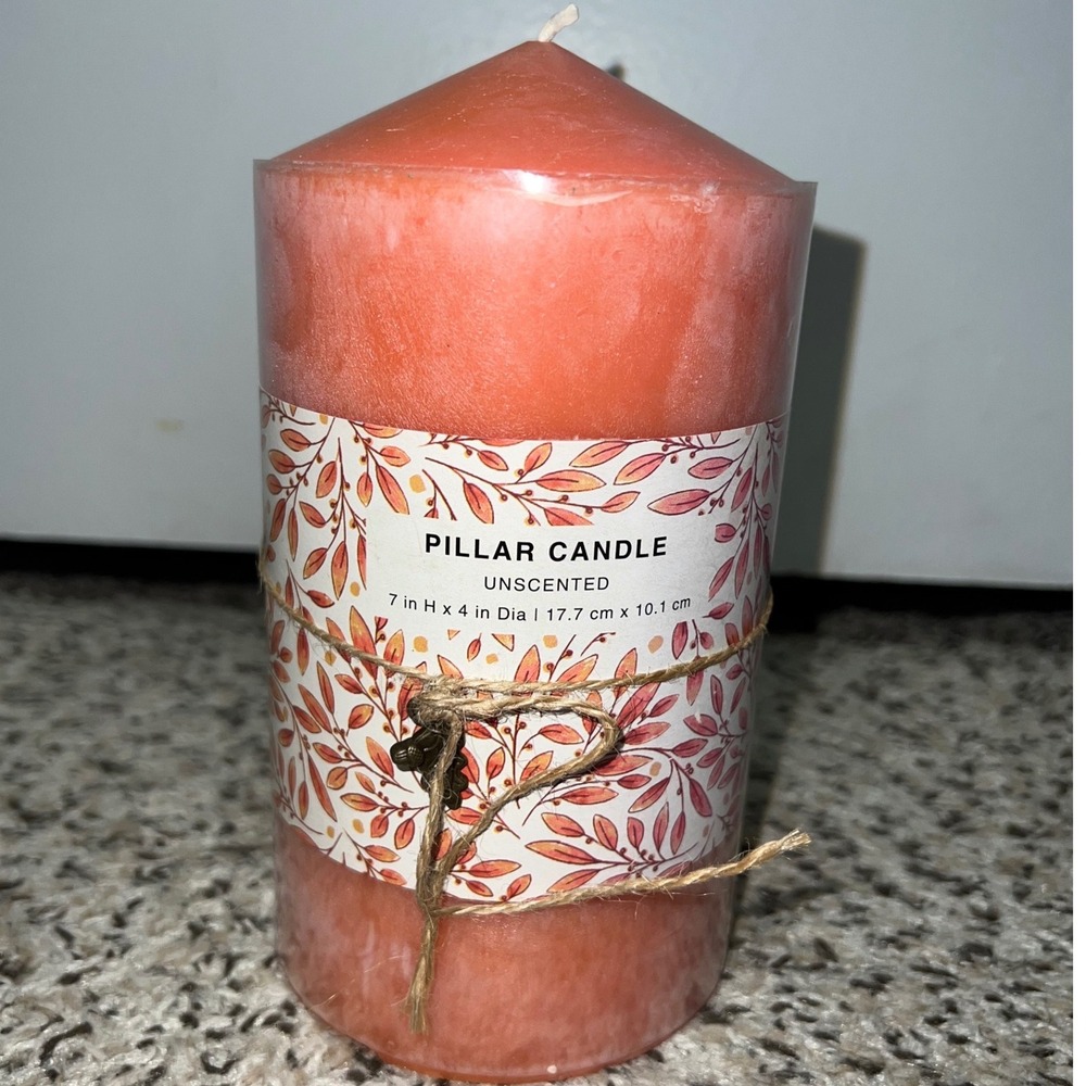 Topaz Orange Pillar Candleโ Unscented 7x4 Large 38.2oz HV21-1970